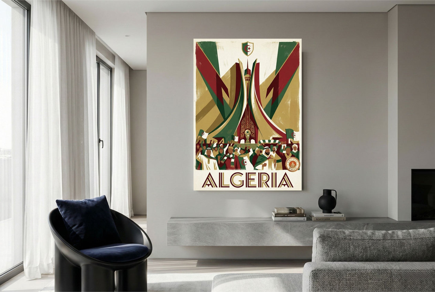 Affiche Art Déco Algérie - CAN 2025 - Monument des Martyrs