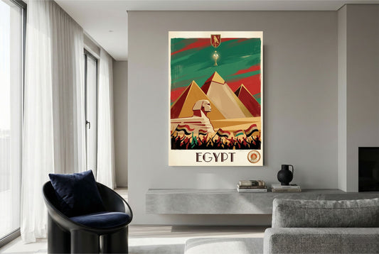 Affiche Art Déco Égypte - CAN 2025 - Pyramides de Gizeh