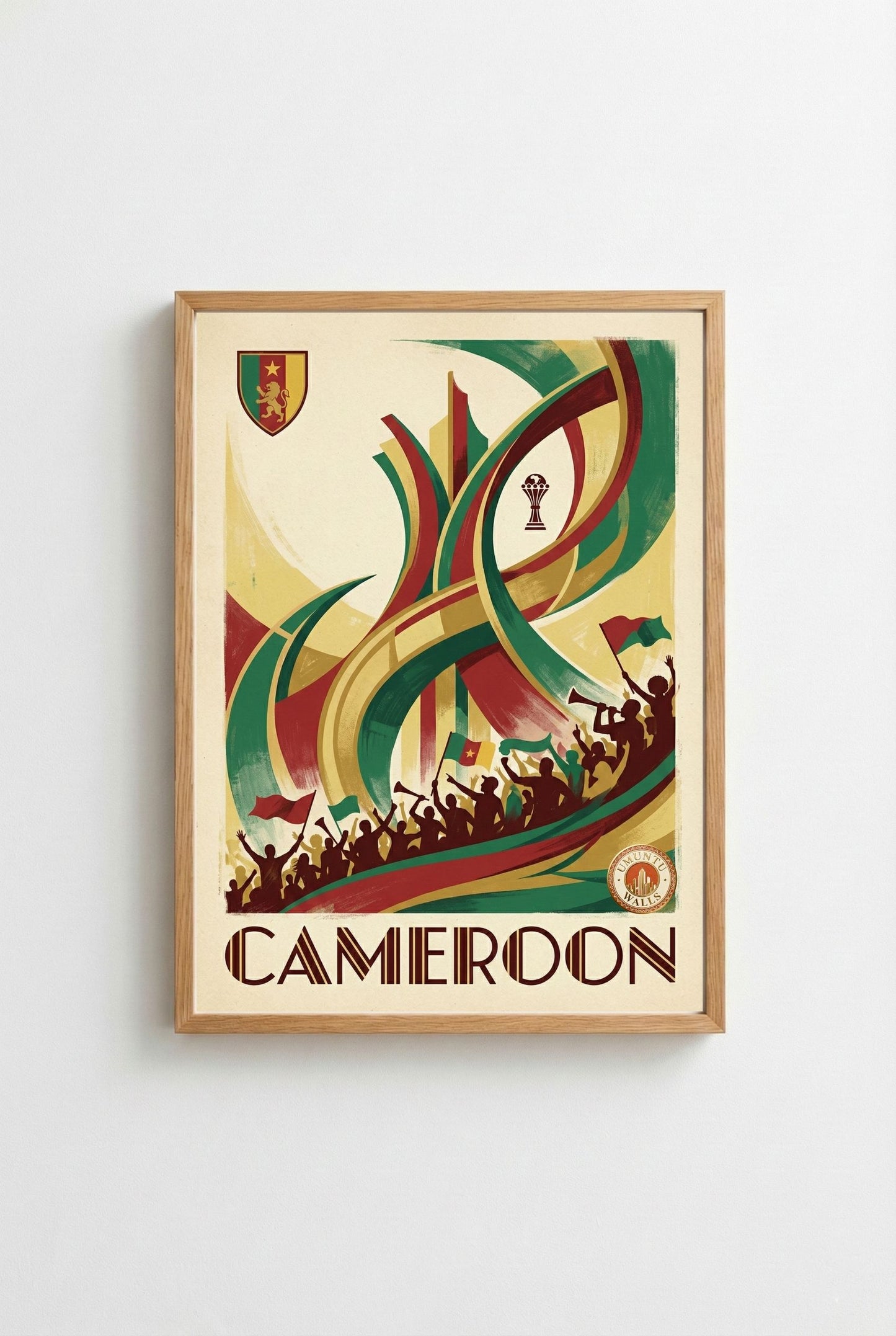 Affiche Art Déco Cameroun - CAN 2025 - Monument de la Réunification