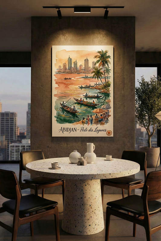 Affiche Aquarelle Limitée - Abidjan