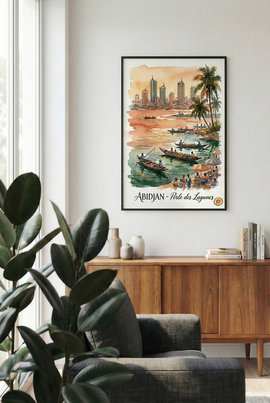 Affiche Aquarelle Limitée - Abidjan