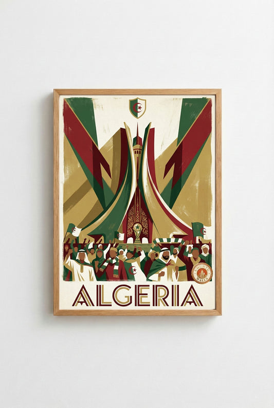 Affiche Art Déco Algérie - CAN 2025 - Monument des Martyrs