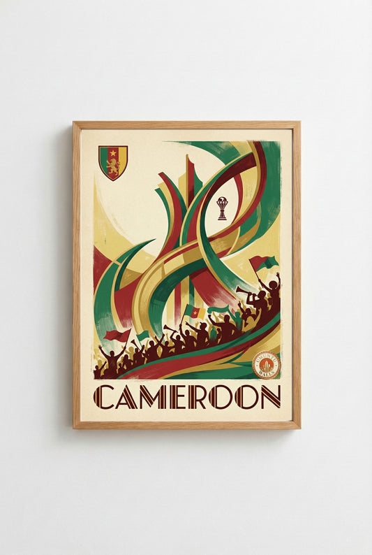 Affiche Art Déco Cameroun - CAN 2025 - Monument de la Réunification